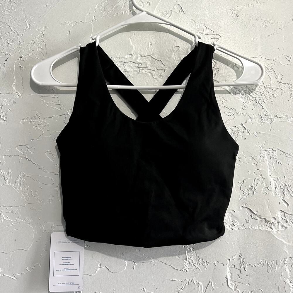 NWT Joyspels black open cross back sports bra womes small athleisure workout gym